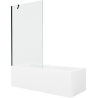 Mexen Cubik wanna prostokątna 170 x 70 cm z obudową i parawanem 1-skrzydłowym 100 cm, transparent, czarny - 550317070X9510000070