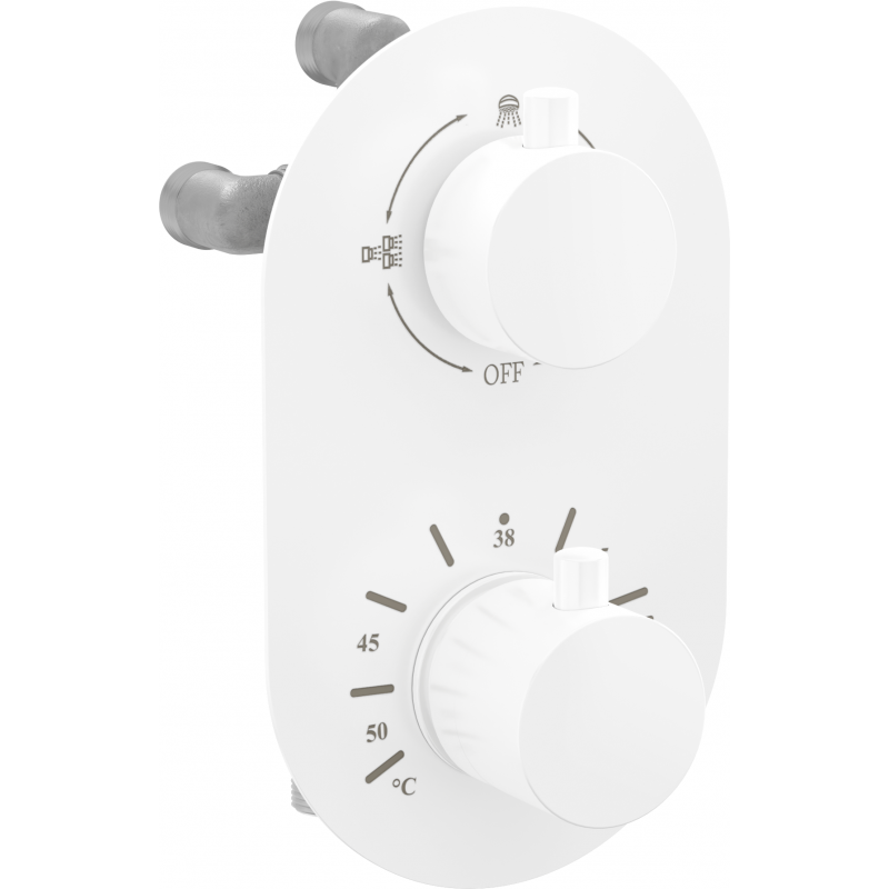Mexen Kai termostatyczna bateria wannowo-prysznicowa 3-wyjściowa, biała - 77602-20