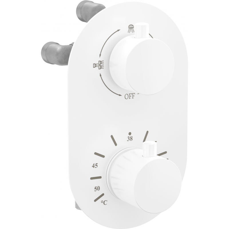 Mexen Kai thermostatische Bade- und Duschbatterie mit 3 Ausgängen, weiß - 77602-20