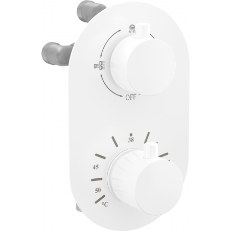 Mexen Kai thermostatische 3-Wege-Badewannen- und Duscharmatur, weiß - 77602-20