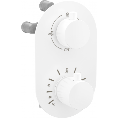 Mexen Kai thermostatische Bade- und Duschbatterie mit 3 Ausgängen, weiß - 77602-20