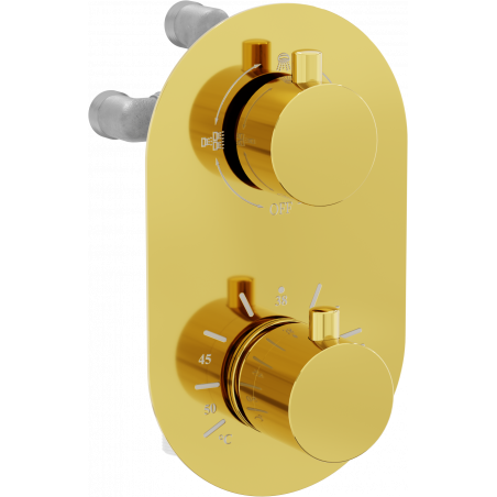 Mexen Kai robinet thermostatique baignoire-douche à 3 sorties, doré - 77602-50