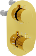 Mexen Kai grifo termostático de bañera-ducha de 3 vías, dorado - 77602-50