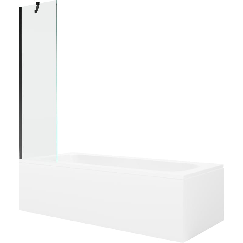 Mexen Vega rechthoekig bad 150 x 70 cm met ombouw en 1-delig scherm 50 cm, transparant, zwart - 550115070X9505000070