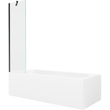 Mexen Vega baignoire rectangulaire 150 x 70 cm avec habillage et paroi de douche à 1 volet 50 cm, transparent, noir - 550115070?