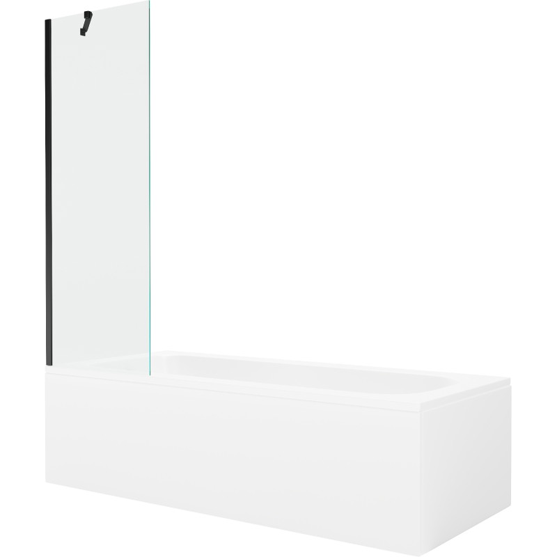 Mexen Vega ristkülikukujuline vann 150 x 70 cm koos korpuse ja ühes tiivas 60 cm läbipaistva musta vaheseinaga