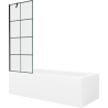 Mexen Vega rechthoekig ligbad 150 x 70 cm met omkasting en 1-vleugelig scherm 70 cm, zwart patroon - 550115070X9507007077