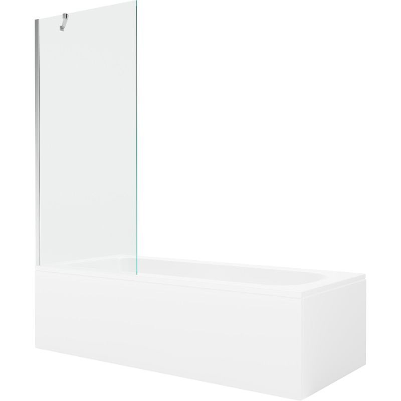 Mexen Vega ristkülikukujuline vann mõõtmetega 150 x 70 cm koos korpuse ja 1-osalise, 80 cm läbipaistva kroomitud vaheseinaga