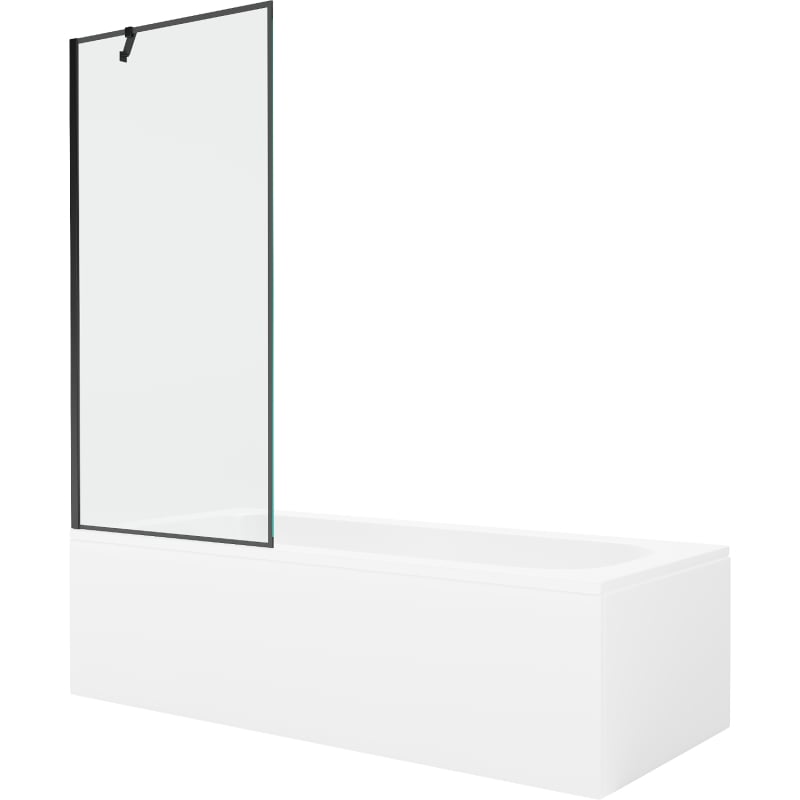 Mexen Vega vasca rettangolare 150 x 70 cm con rivestimento e paravento a 1 anta 80 cm, motivo nero - 550115070X9508007070