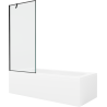 Mexen Vega vasca rettangolare 150 x 70 cm con rivestimento e paravento a 1 anta 80 cm, motivo nero - 550115070X9508007070