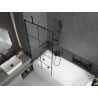 Mexen Vega rectangular bath 150 x 70 cm with panel and 1-wing screen 80 cm, black pattern - 550115070X9508007077