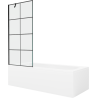 Mexen Vega rechteckige Badewanne 150 x 70 cm mit Verkleidung und 1-flügeliger Duschwand 80 cm, schwarzes Muster - 550115070X950?