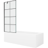 Mexen Vega rectangular bathtub 150 x 70 cm with enclosure and 1-panel screen 80 cm, black pattern - 550115070X9508007077
