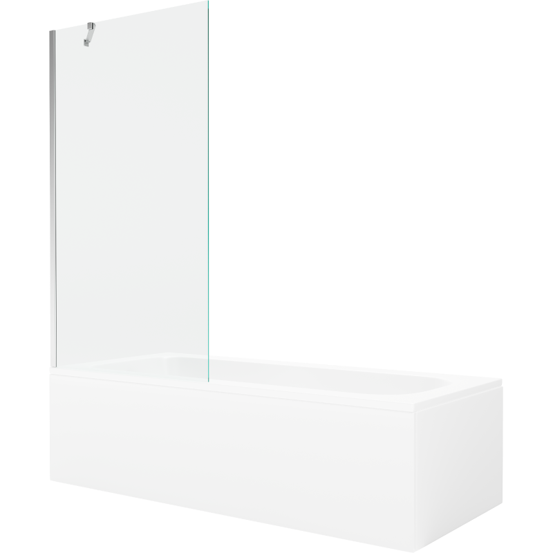 Mexen Vega wanna prostokątna 150 x 70 cm z obudową i parawanem 1-skrzydłowym 90 cm, transparent, chrom - 550115070X9509000001