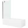 Mexen Vega Rechteckige Badewanne 150 x 70 cm mit Verkleidung und 1-flügeliger 90 cm Duschabtrennung, transparent, schwarz
