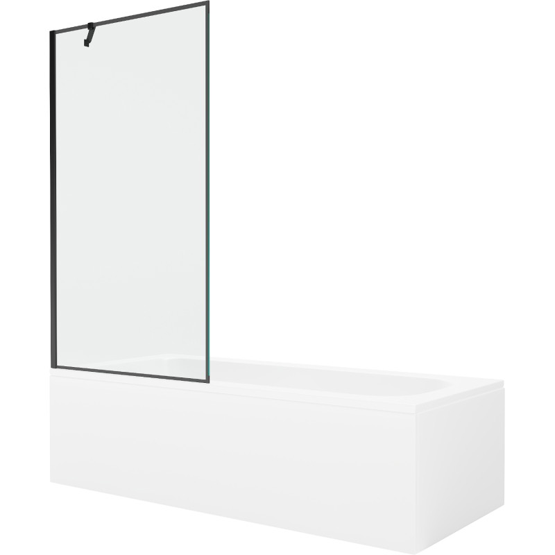 Mexen Vega pravokutna kada 150 x 70 cm s kućištem i pregradom s jednim krilom 90 cm, crni uzorak - 550115070X9509007070