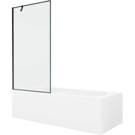 Mexen Vega pravokutna kada 150 x 70 cm s kućištem i pregradom s jednim krilom 90 cm, crni uzorak - 550115070X9509007070