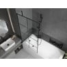 Mexen Vega rectangular bathtub 150 x 70 cm with casing and 1-wing screen 90 cm, black pattern - 550115070X9509007077