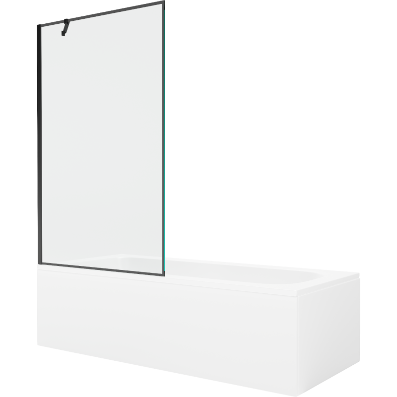 Mexen Vega rechthoekig bad 150 x 70 cm met omhulsel en 1-vleugelig scherm 100 cm, zwart patroon - 550115070X9510007070