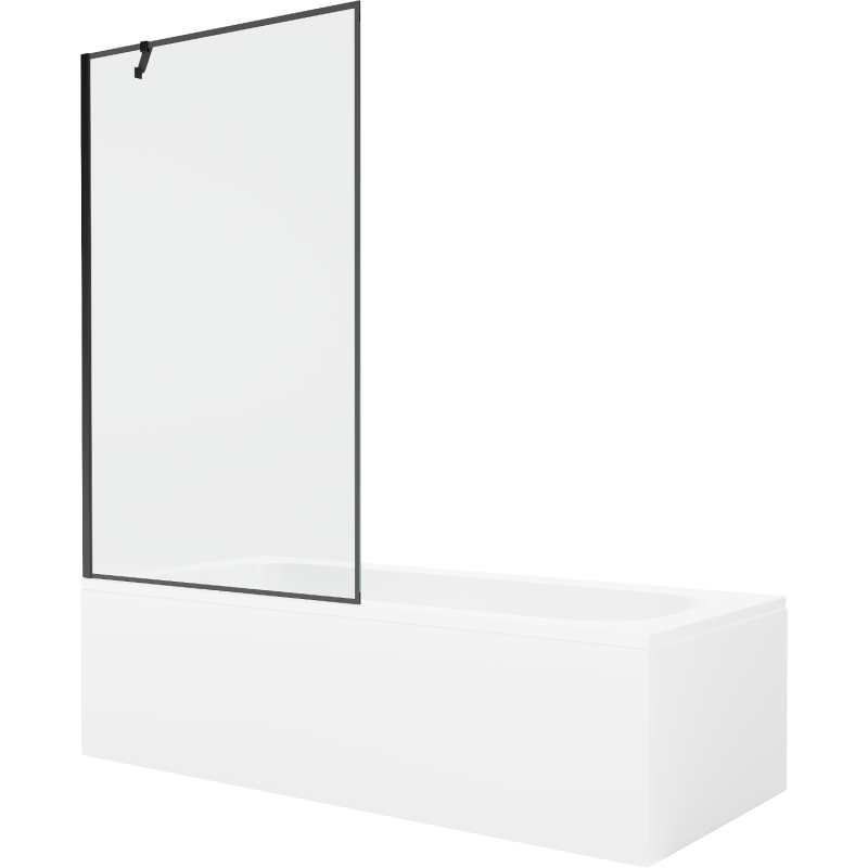 Mexen Vega vasca rettangolare 150 x 70 cm con pannello e paravento ad 1 anta 100 cm, motivo nero - 550115070X9510007070
