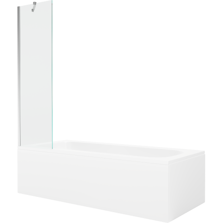 Mexen Vega vasca rettangolare 160 x 70 cm con pannello e paravento ad 1 anta 50 cm, trasparente, cromo - 550116070X9505000001