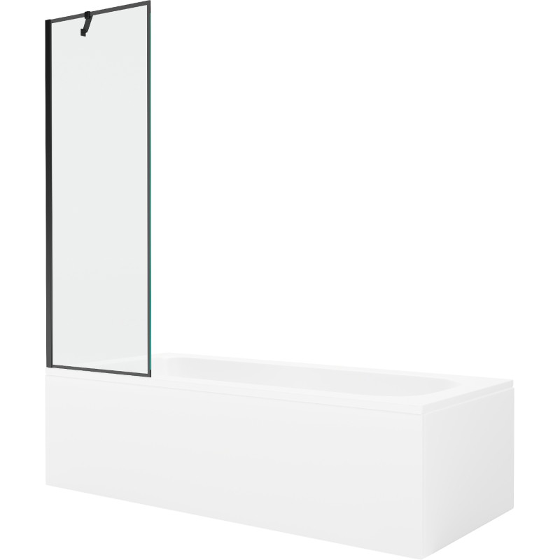 Mexen Vega rechthoekig bad 160 x 70 cm met ombouw en 1-delig scherm van 60 cm, zwart patroon - 550116070X9506007070