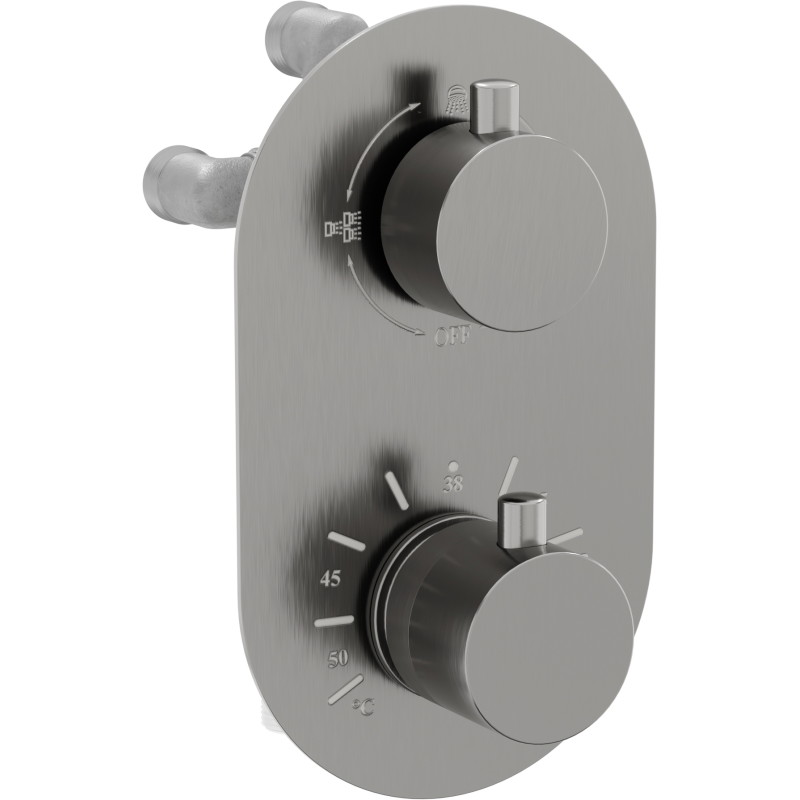 Mexen Kai Thermostatische 3-Wege-Wannen- und Duscharmatur, gebürstetes Gun Gray - 77602-66