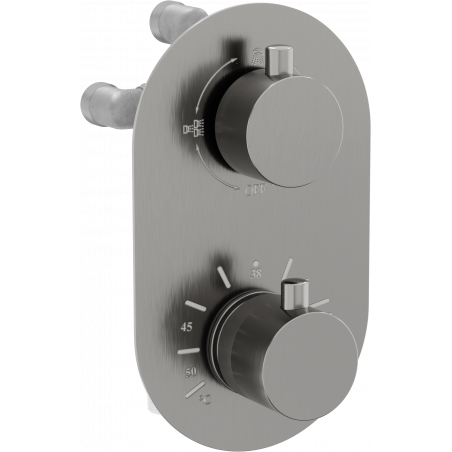 Mexen Kai robinet de baignoire-douche thermostatique à 3 sorties, graphite - 77602-66