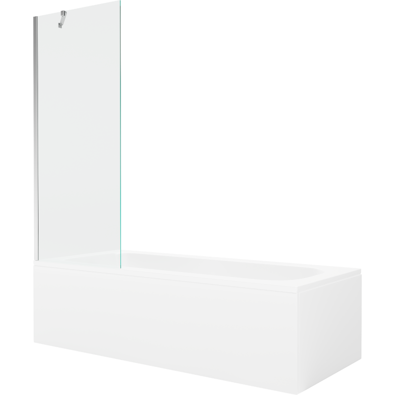 Mexen Vega wanna prostokątna 160 x 70 cm z obudową i parawanem 1-skrzydłowym 70 cm, transparent, chrom - 550116070X9507000001