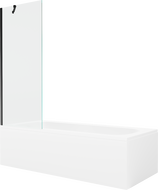 Mexen Vega Rechteckige Badewanne 160 x 70 cm mit Verkleidung und 1-flügeliger 70 cm Duschabtrennung, transparent, schwarz