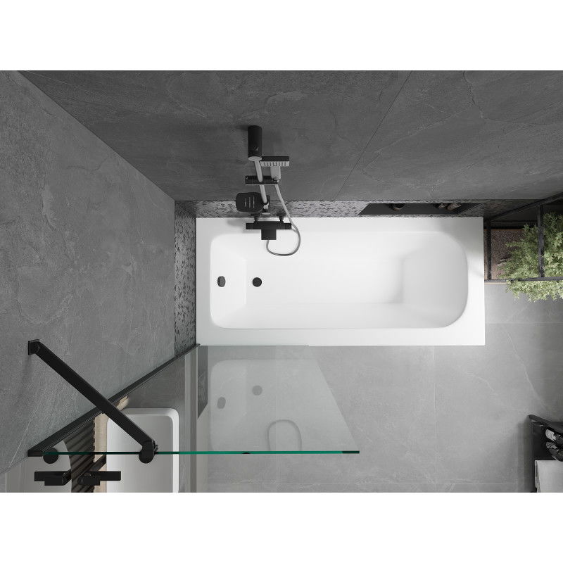 Mexen Vega vasca rettangolare 160 x 70 cm con rivestimento e schermo a un'anta 70 cm, trasparente, nero - 550116070X9507000070