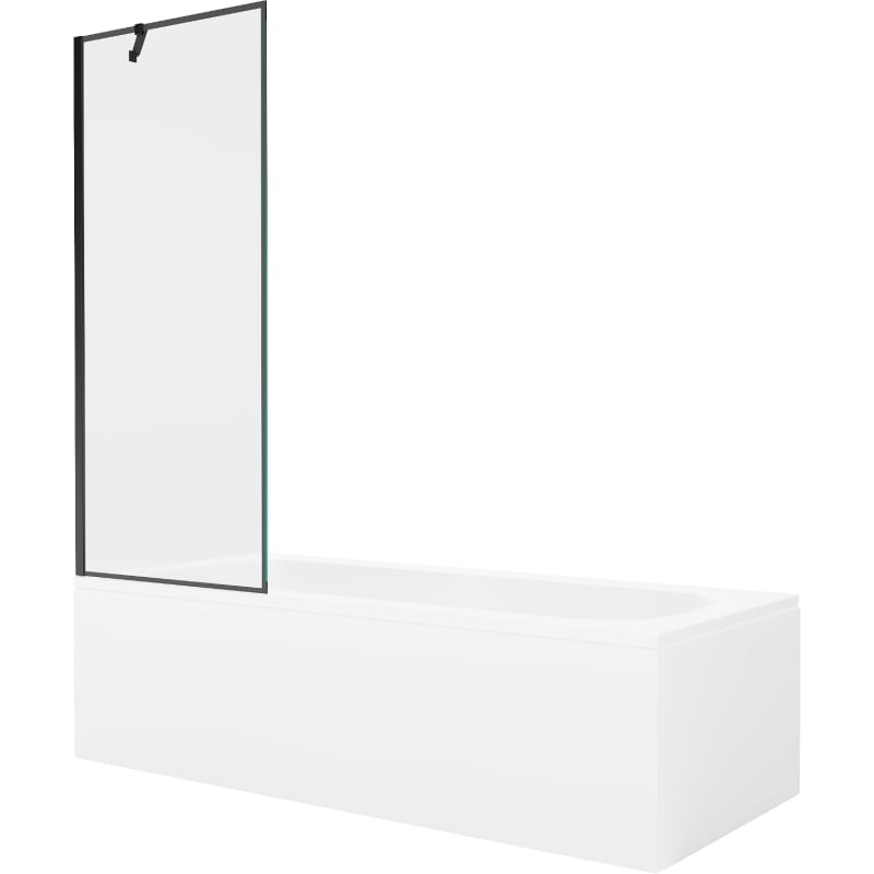 Mexen Vega vasca rettangolare 160 x 70 cm con pannello e paravento a 1 anta 70 cm, motivo nero - 550116070X9507007070