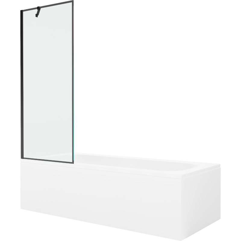 Mexen Vega wanna prostokątna 160 x 70 cm z obudową i parawanem 1-skrzydłowym 70 cm, czarny wzór - 550116070X9507007070