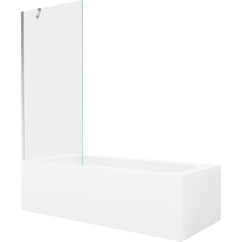 Mexen Vega vasca rettangolare 160 x 70 cm con pannellatura e schermo a 1 anta 80 cm, trasparente, cromo - 550116070X9508000001