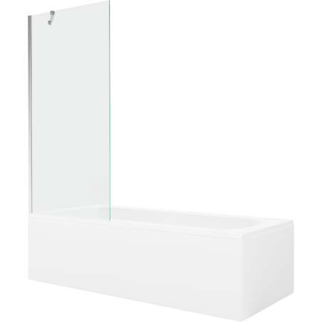 Mexen Vega rechthoekig bad 160 x 70 cm met ombouw en 1-deurs scherm 80 cm, transparant, chroom - 550116070X9508000001