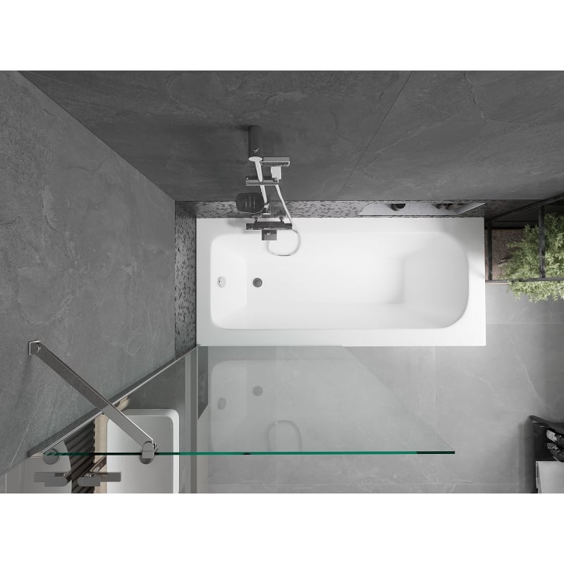 Mexen Vega vasca rettangolare 160 x 70 cm con rivestimento e paravento a 1 anta 90 cm, trasparente, cromo - 550116070X9509000001