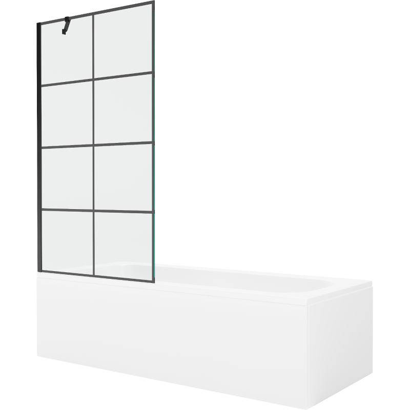 Mexen Vega rechteckige Badewanne 160 x 70 cm mit Verkleidung und 1-flügeliger Trennwand 90 cm, schwarzes Design - 550116070X950?