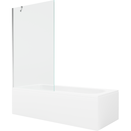 Mexen Vega wanna prostokątna 160 x 70 cm z obudową i parawanem 1-skrzydłowym 100 cm, transparent, chrom - 550116070X9510000001