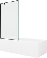 Mexen Vega banheira retangular 160 x 70 cm com revestimento e parabrisas de 1 painel 100 cm, padrão preto