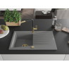 Mexen Cesar fregadero de granito de 1 seno con escurridor y grifo de cocina Flora, gris - 6514-71-670401-57-G