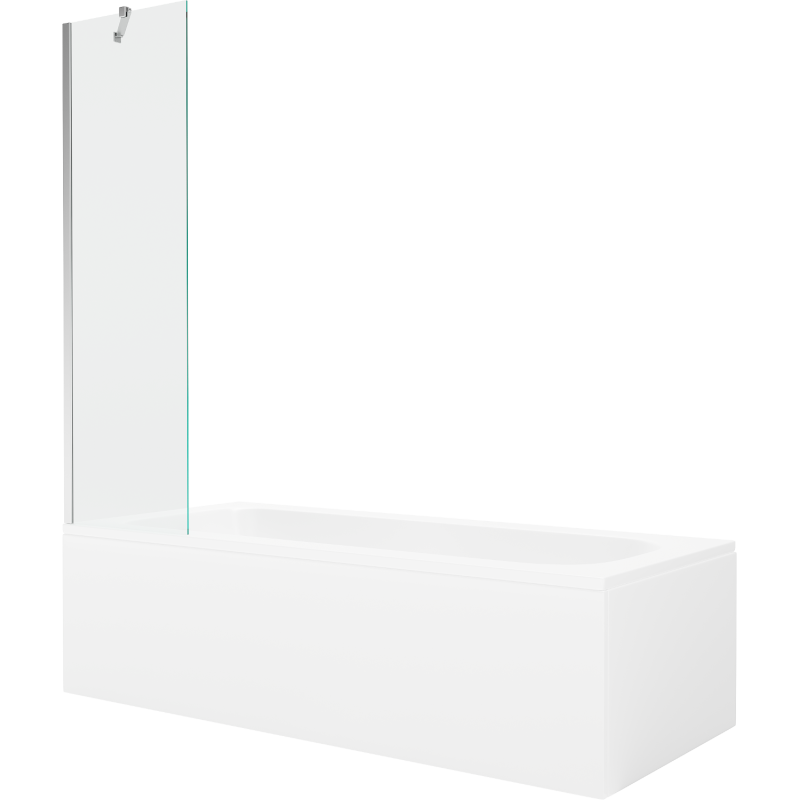 Mexen Vega rechthoekige badkuip 170 x 70 cm met ombouw en 1-delige scherm 50 cm, transparant, chroom - 550117070X9505000001