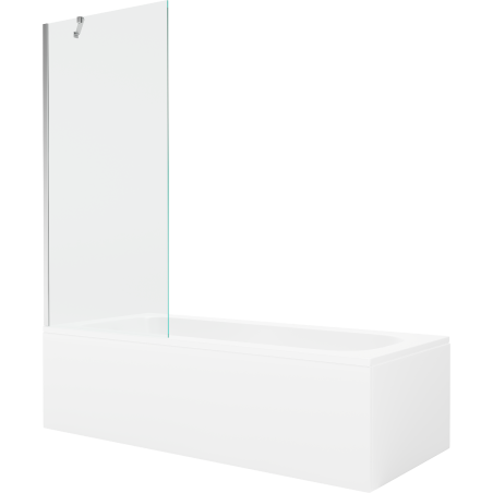 Mexen Vega wanna prostokątna 170 x 70 cm z obudową i parawanem 1-skrzydłowym 80 cm, transparent, chrom - 550117070X9508000001