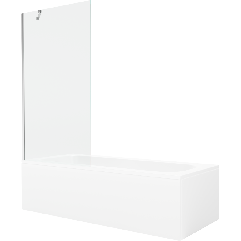 Mexen Vega wanna prostokątna 170 x 70 cm z obudową i parawanem 1-skrzydłowym 90 cm, transparent, chrom - 550117070X9509000001