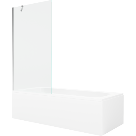 Mexen Vega wanna prostokątna 170 x 70 cm z obudową i parawanem 1-skrzydłowym 90 cm, transparent, chrom - 550117070X9509000001