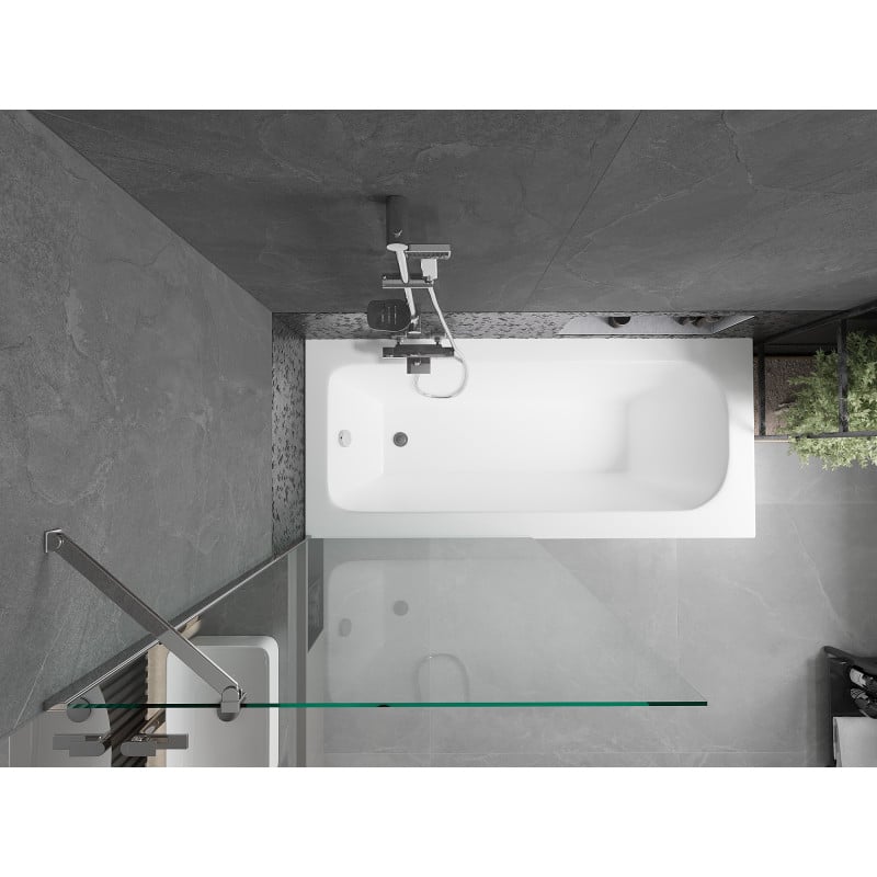Mexen Vega rectangular bath 170 x 70 cm with casing and 1-wing screen 90 cm, transparent, chrome - 550117070X9509000001