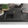 Mexen Cesar fregadero de granito de 1 seno con escurridor y grifo de cocina Flora, negro moteado - 6514-76-670401-57-B