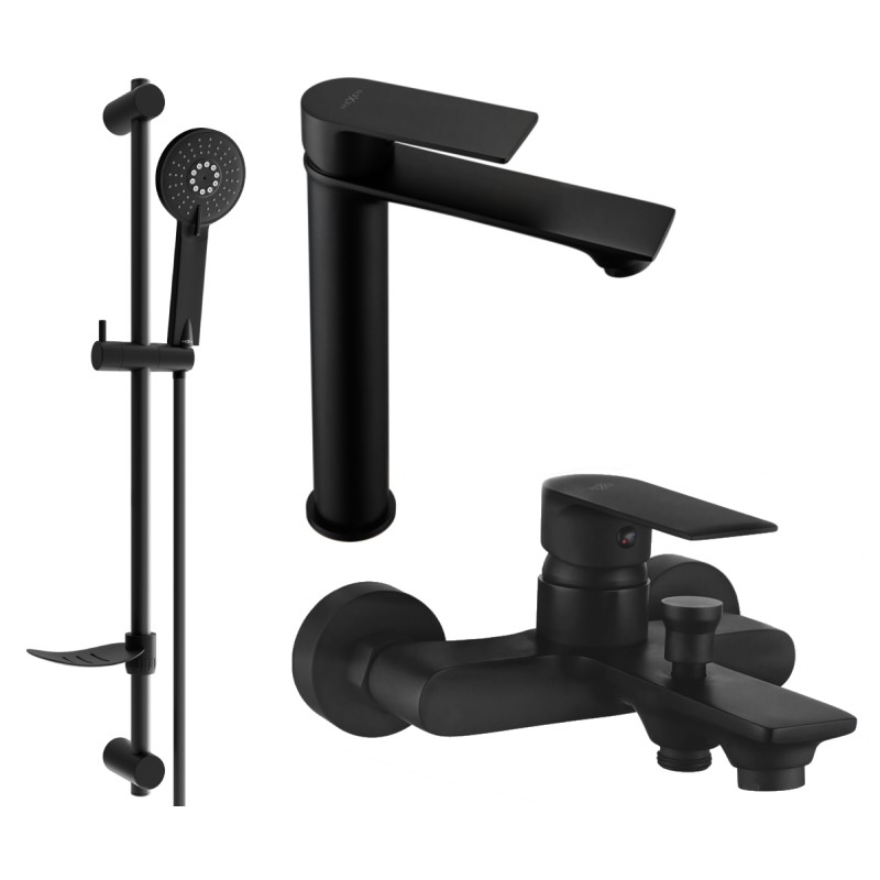 Mexen Royo DF40 bathtub set, black - 72213DF40-70