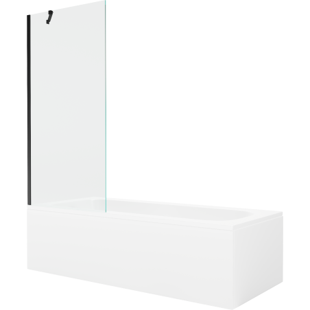 Mexen Vega wanna prostokątna 170 x 70 cm z obudową i parawanem 1-skrzydłowym 80 cm, transparent, czarny - 550117070X9508000070