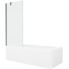 Mexen Vega Rechteckige Badewanne 170 x 70 cm mit Verkleidung und 1-flügeliger 80 cm Duschwand, transparent, schwarz
