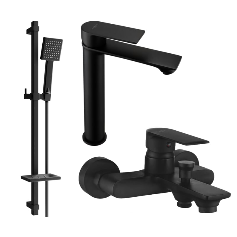 Mexen Royo DQ45 set za kadu, crni - 72213DQ45-70